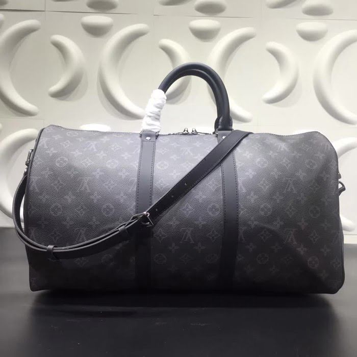 路易威登LV頂級原單KEEPALL 旅行袋 M41418 黑格皮旅行袋枕頭包 YDH1411